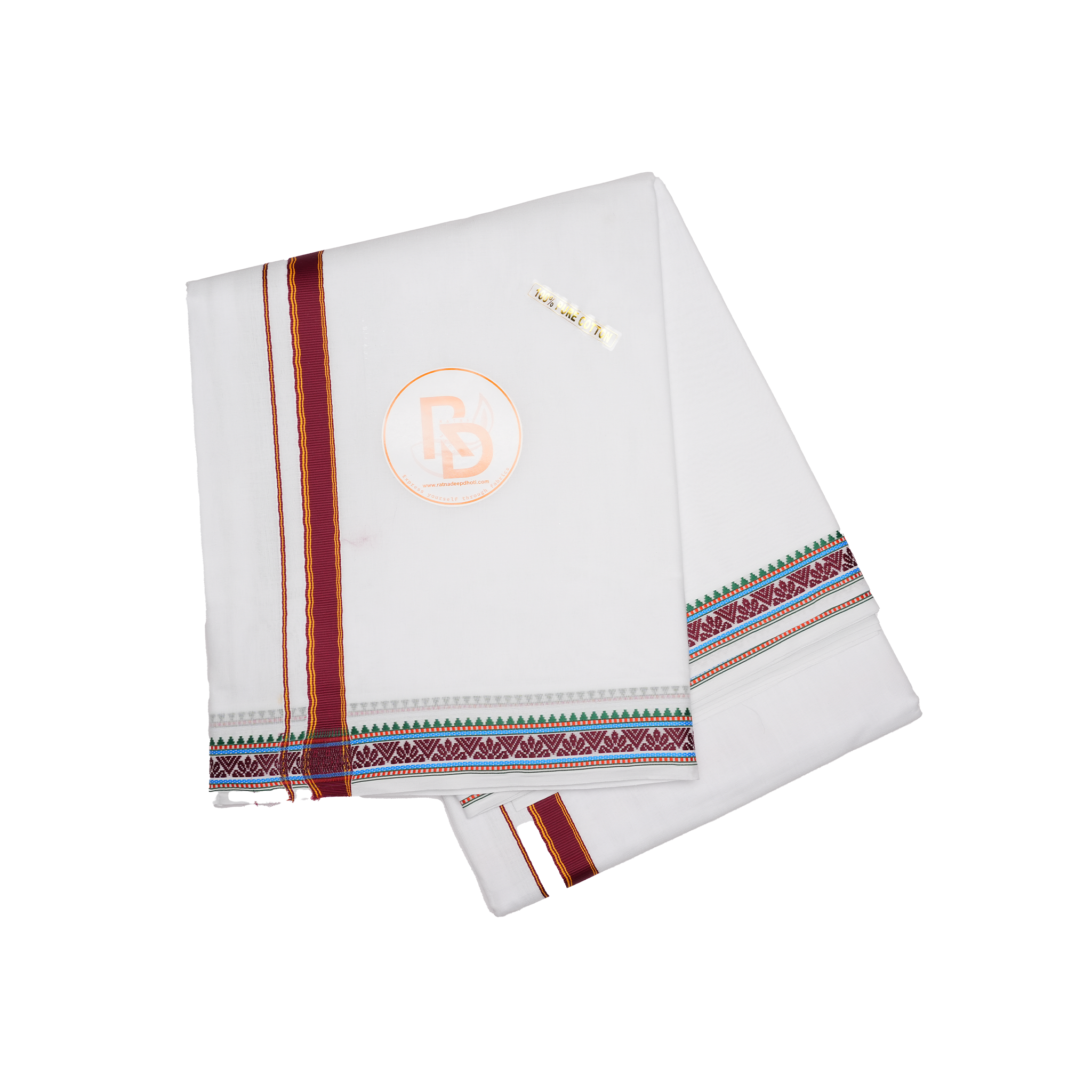 saptgiri handwoven border white cotton dhoti