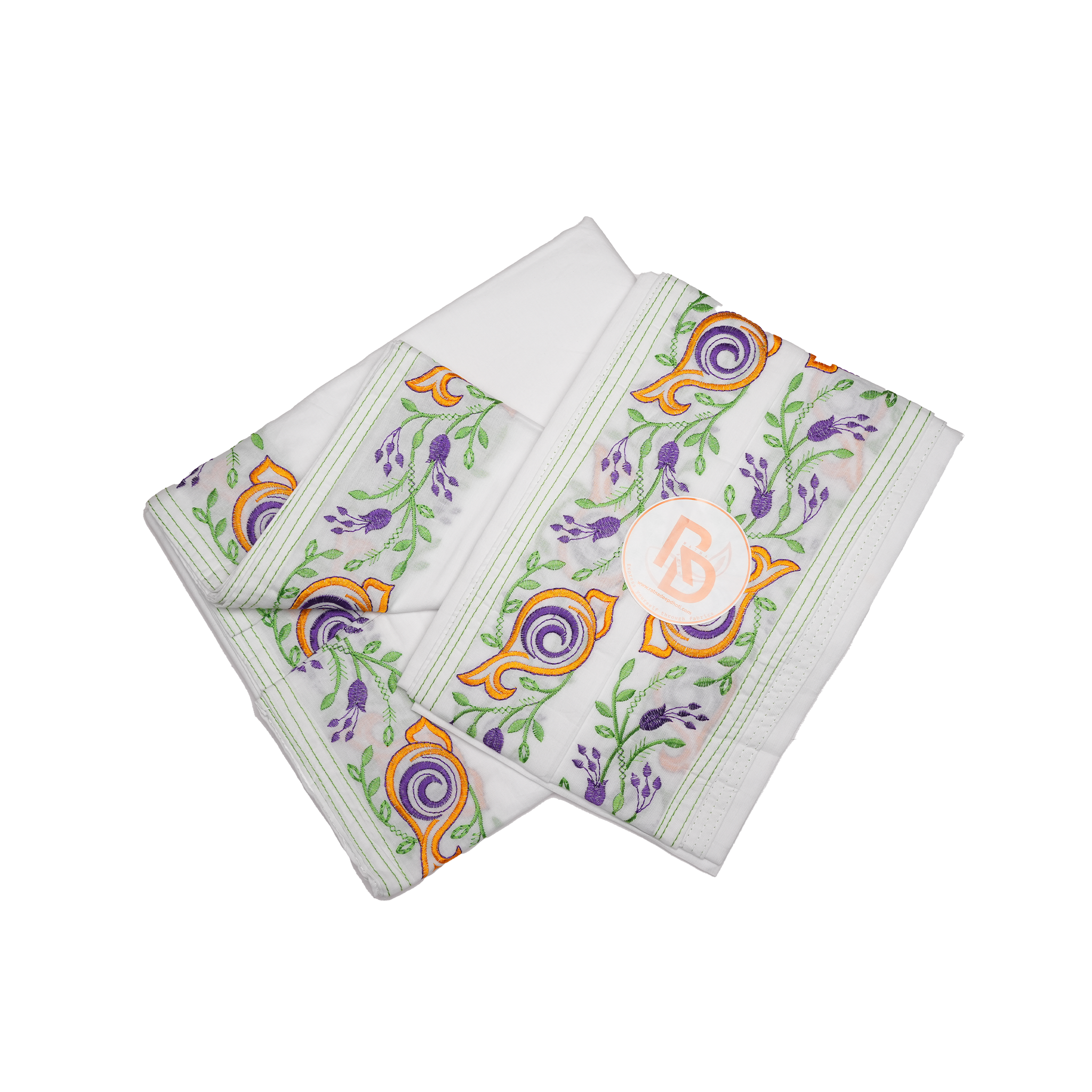 shankh design border pure cotton white dhoti set