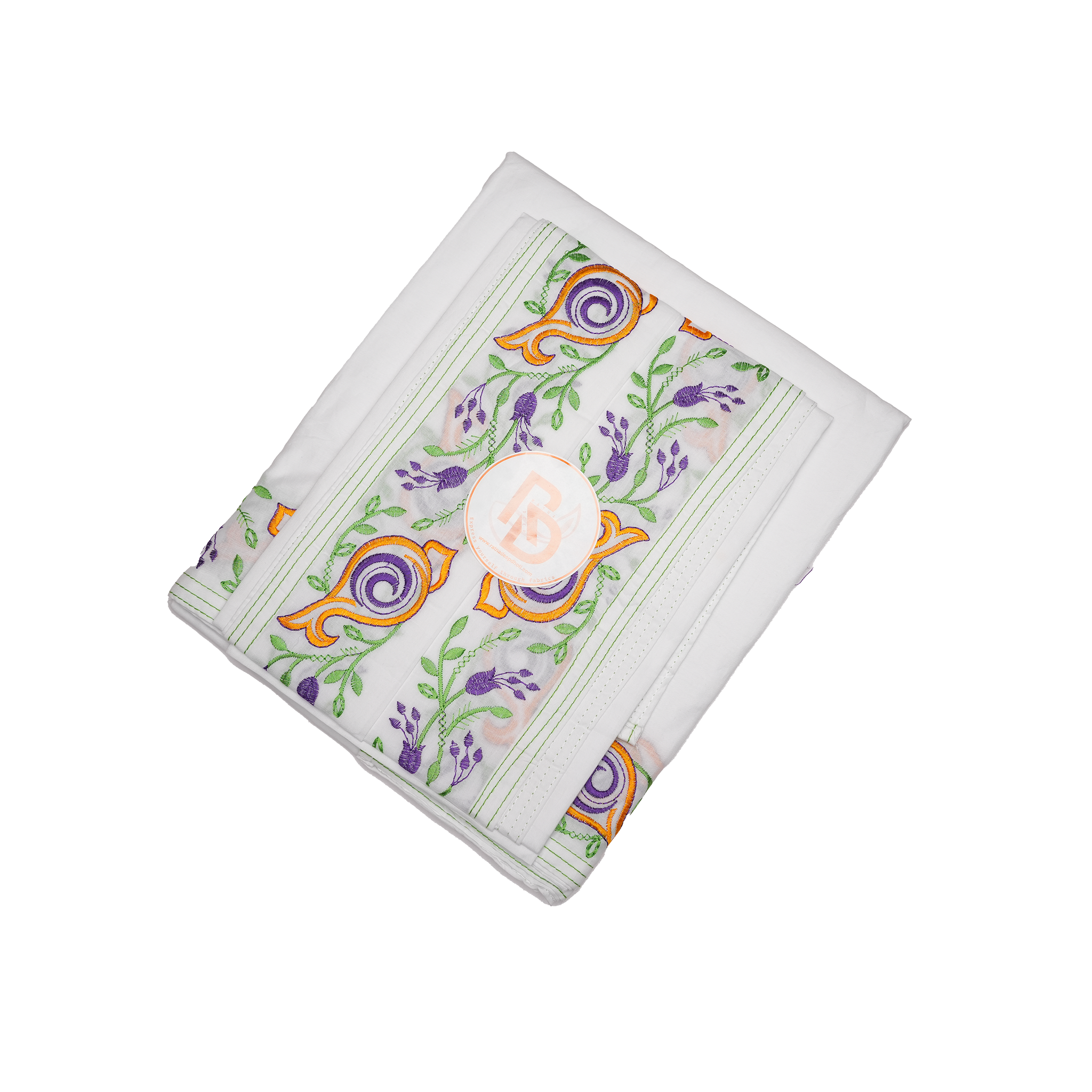 shankh design border pure cotton white dhoti set