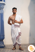 Man wearing a traditional multicolor printed cotton dhoti with khes