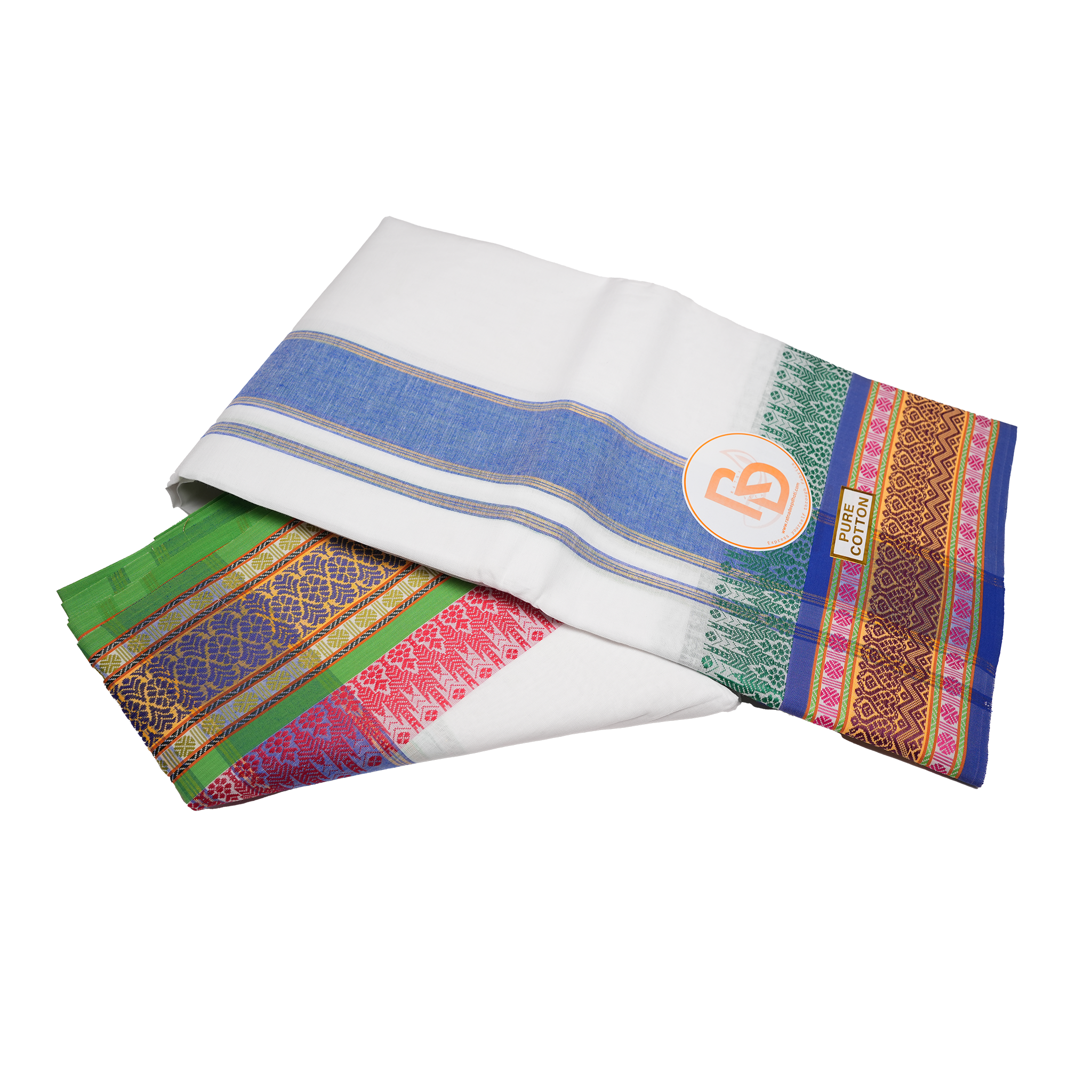 traditional multicolour white pure cotton dhoti