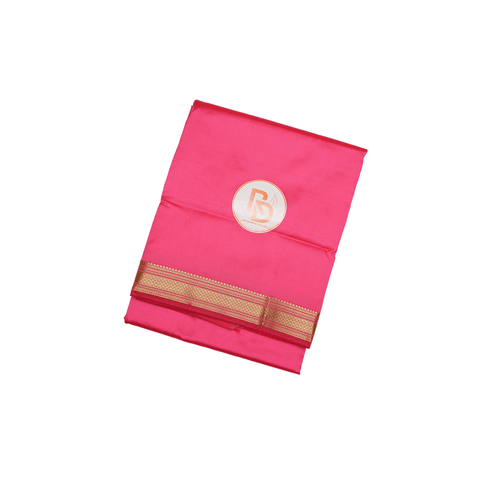traditonal gold zari border artificial silk pink dhoti set