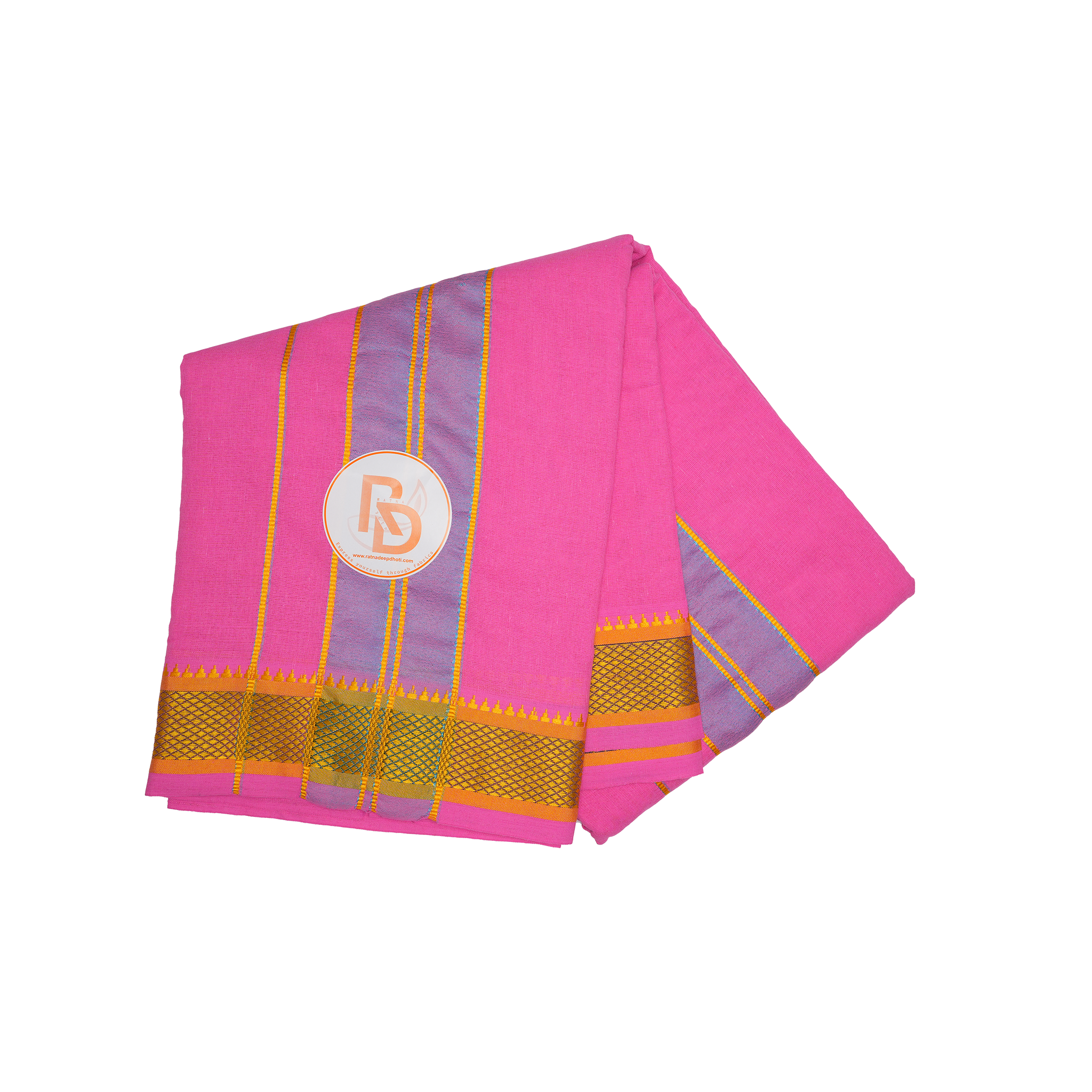 trending golden border pink cotton dhoti set