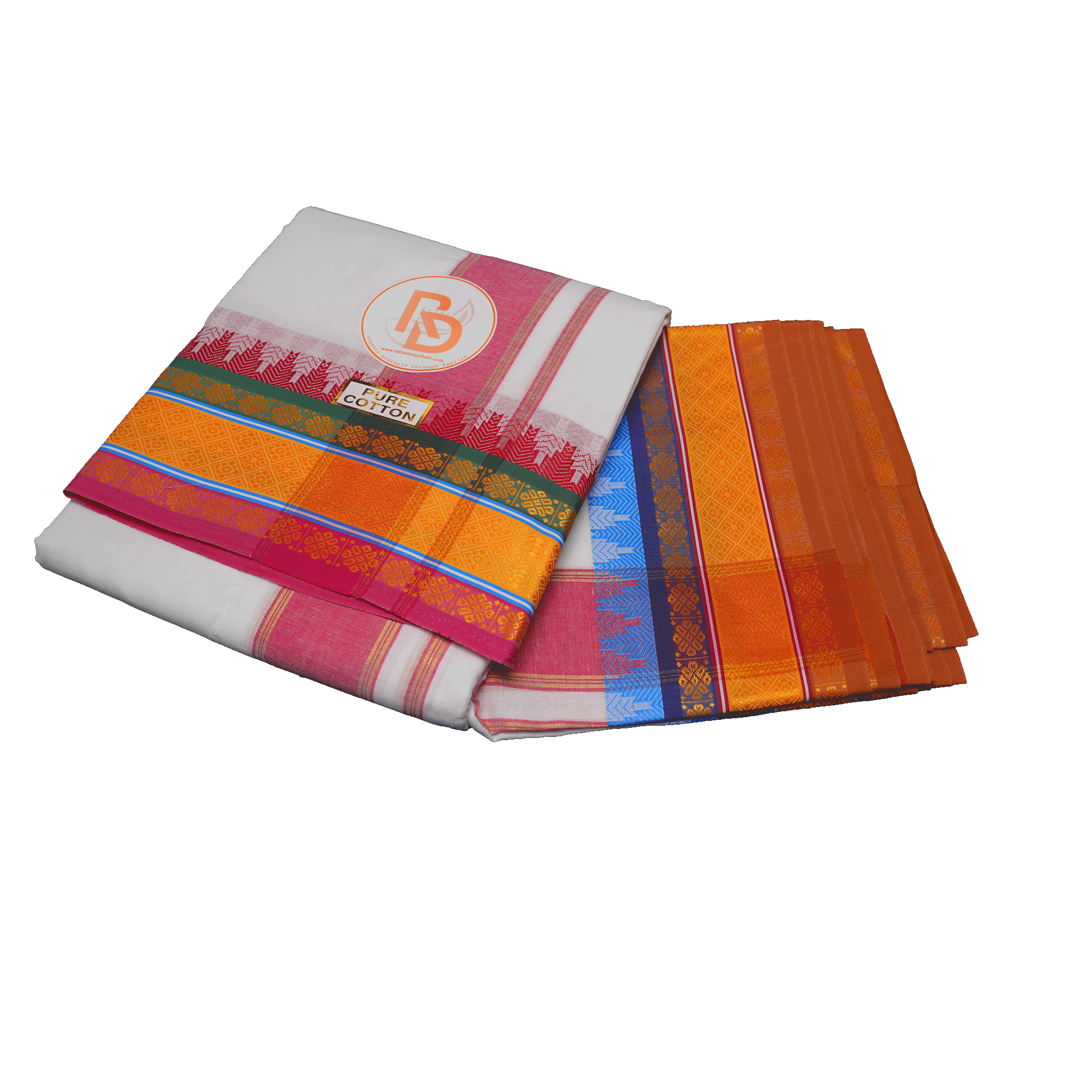 Pure cotton dhoti set with golden border