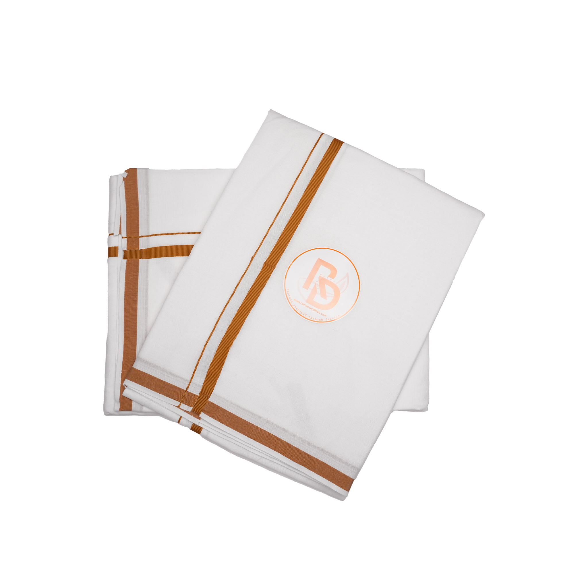 Pure cotton white dhoti with brown border