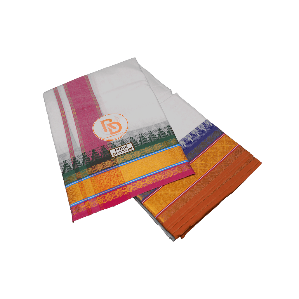 pure cotton dhoti set with classy design & border