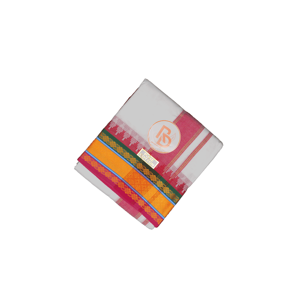 Pure cotton dhoti set with golden border